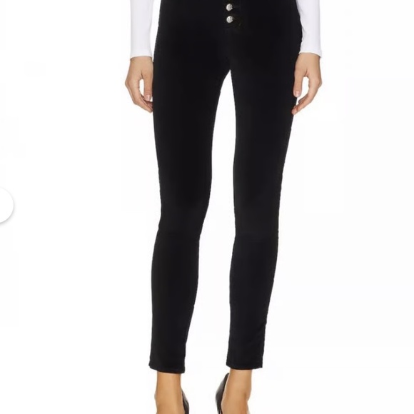 Veronica Beard Black Velvet Debbie Skinny Pants Size 27/ US 4 Silver Button Fly - Picture 5 of 5